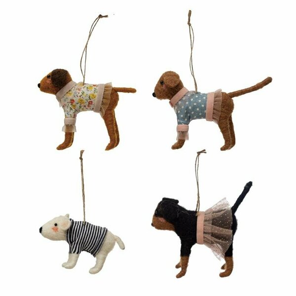 Creative Co-Op ORNAMENT DOG WOOL AST 4in. XS0829A